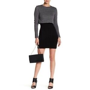 Nicole Miller Womens Black Long Sleeve Cropped Sweater Dress Sz M Quiet Luxury